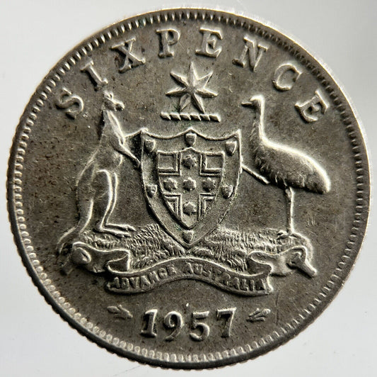 1957 Sixpence Australia Silver Coin | Fine Collectable Grade | a1616