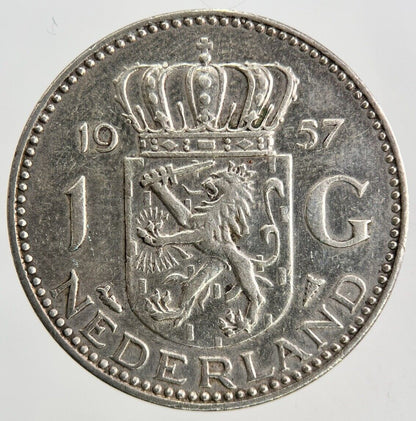 1957 Netherlands 1 Gulden Silver Coin | Very High Grade