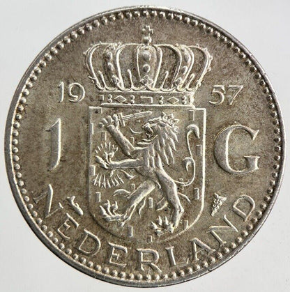 1957 Netherlands 1 Gulden Silver Coin | Very High Grade
