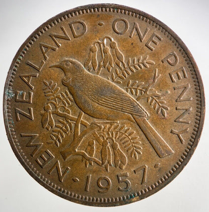 1957 New Zealand One Penny Coin | Fine Collectable Grade