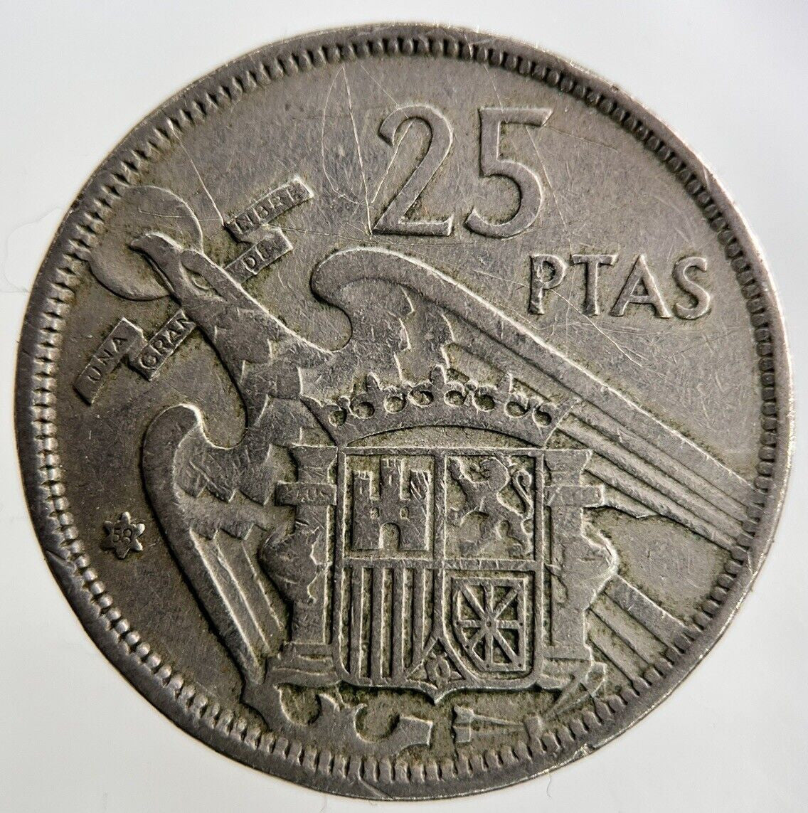 1957 Spain 25 Pesetas Coin | Fine Collectable Grade
