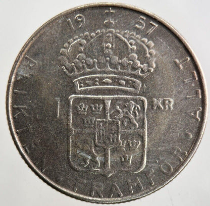 1957 Sweden 1 Krona Silver Coin | Fine Collectable Grade