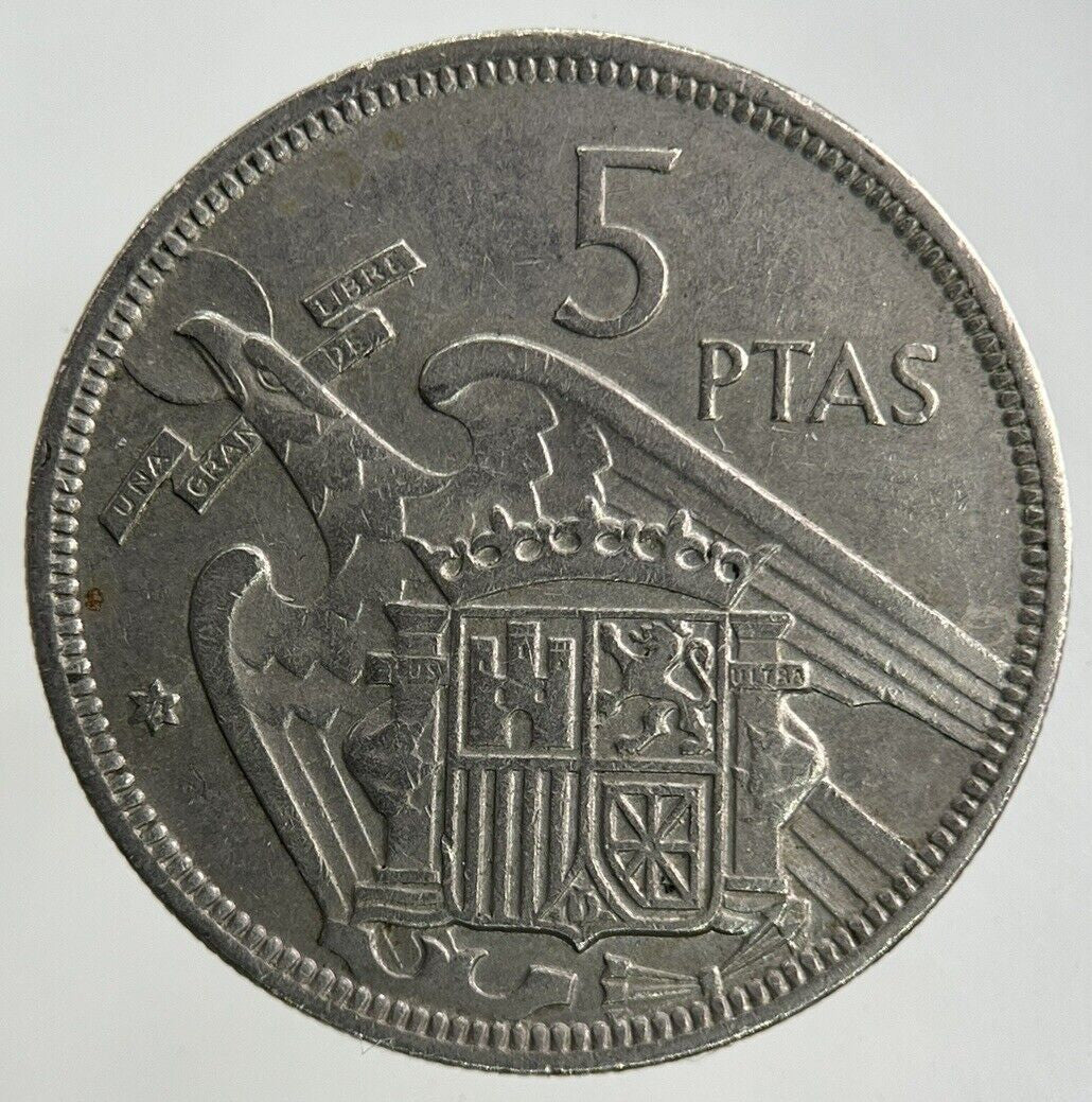 1957 Spain 5 Pesetas Coin | Fine Collectable Grade