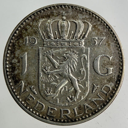 1957 Netherlands 1 Gulden Silver Coin | Very High Grade