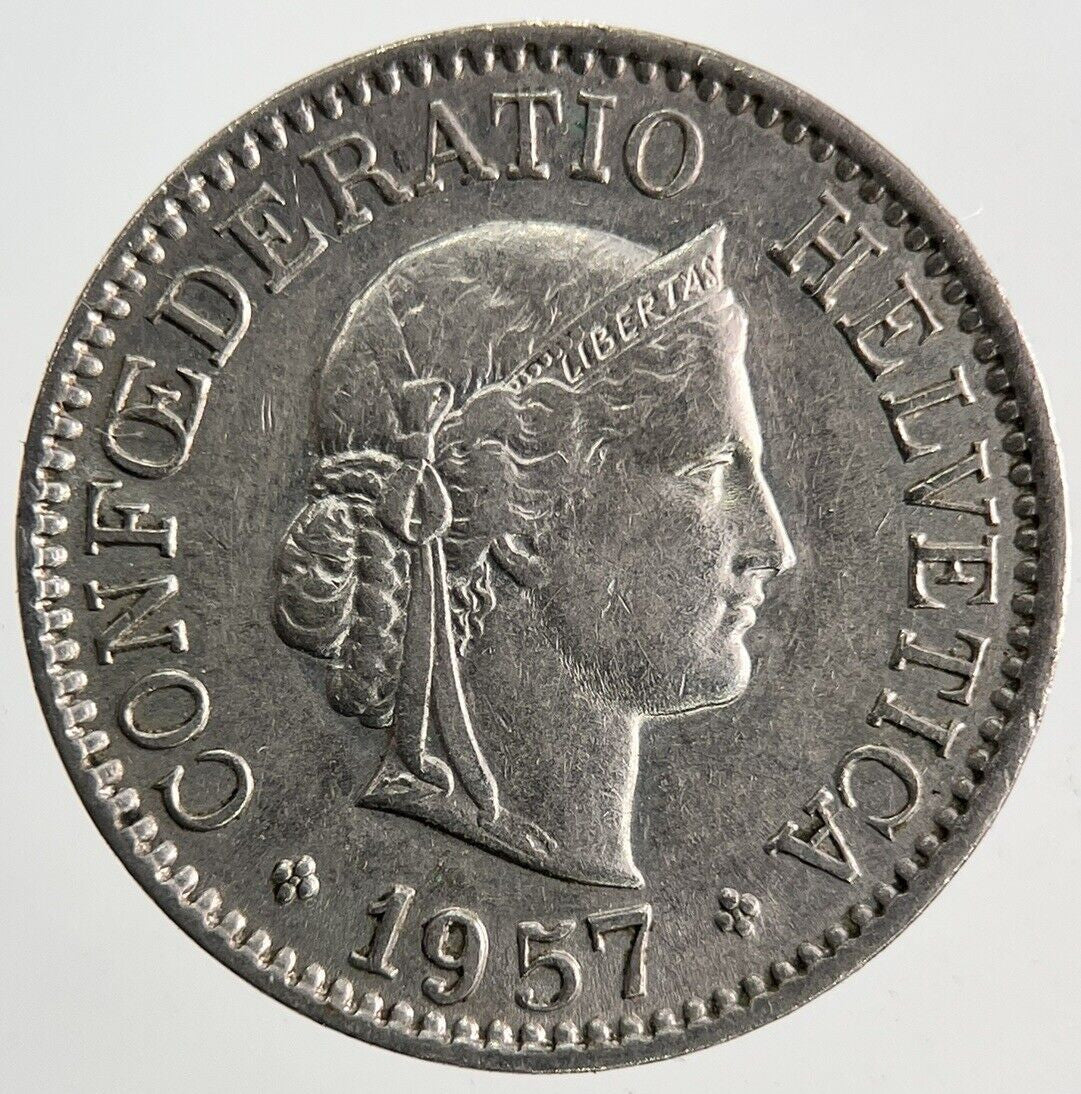 1957 Switzerland Swiss 10 Rappen Coin | Fine Collectable Grade