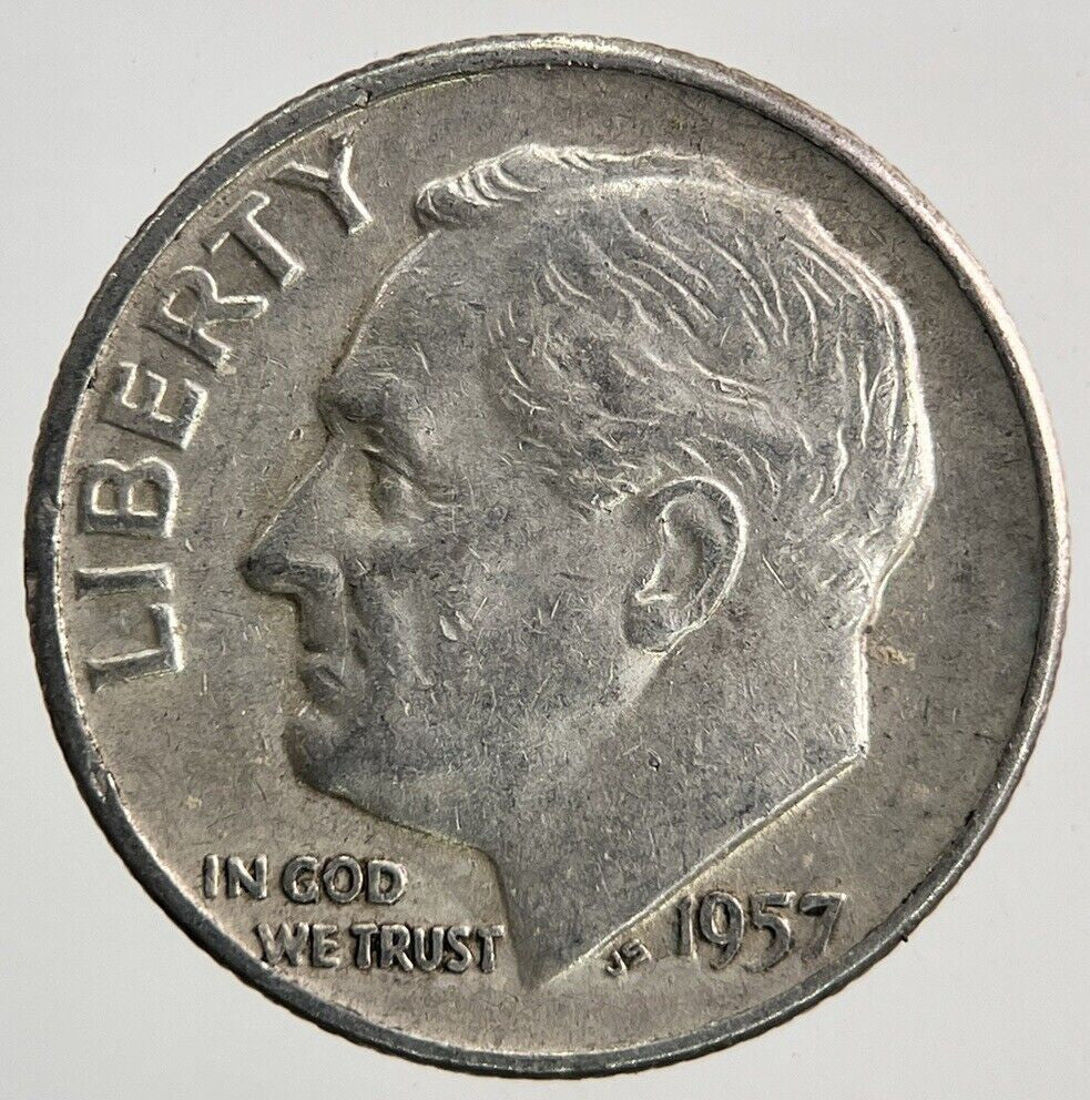 1957-D US USA Roosevelt Dime Silver Coin | Fine Collectable Grade