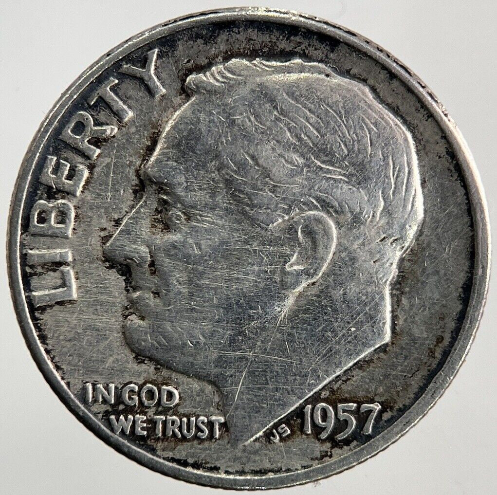 1957 US USA Roosevelt Dime Silver Coin | Fine Collectable Grade