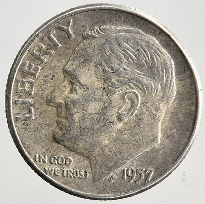 1957 US USA Roosevelt One Dime Silver Coin | Fine Collectable Grade