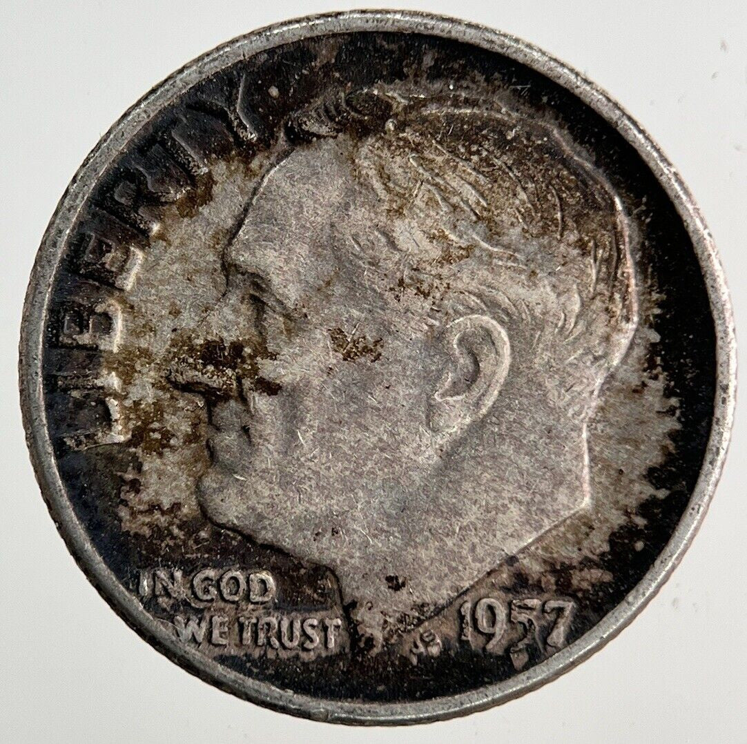 1957 US USA Roosevelt One Dime Silver Coin | Fine Collectable Grade