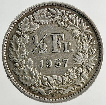 1957 Switzerland Swiss 1/2 Half Franc Silver Coin | Fine Collectable Grade