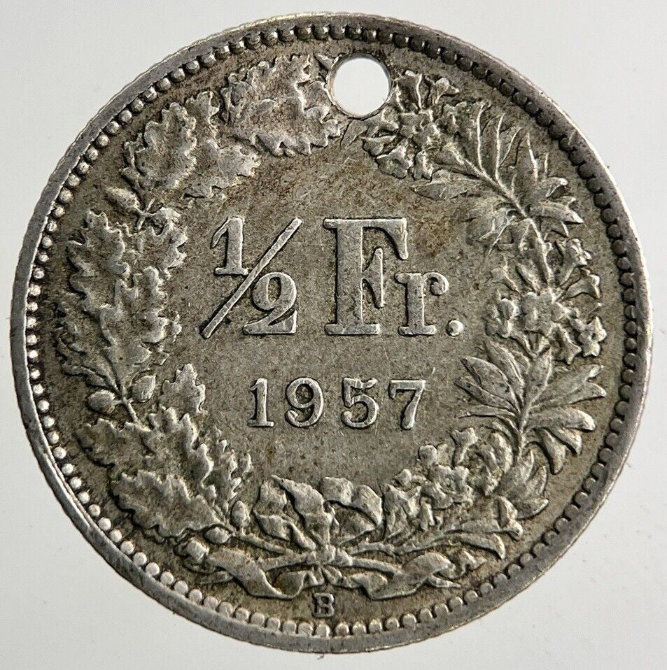 1957 Switzerland Swiss 1/2 Half Franc Silver Coin | Fine Collectable Grade