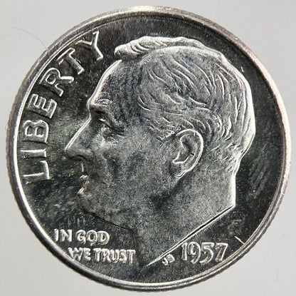 1957-D US USA Roosevelt One Dime Silver Coin | Very High Grade