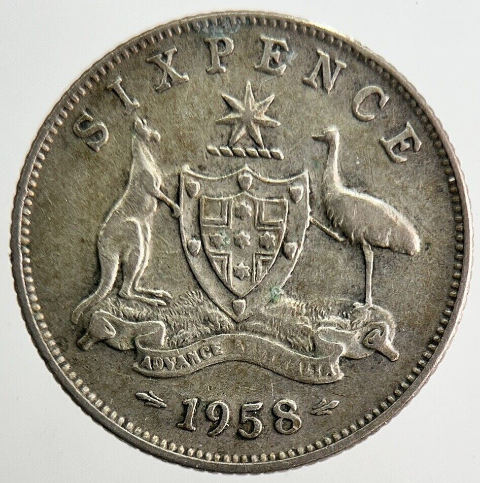 1958 Australia Sixpence Silver Coin | Fine Collectable Grade | a1099