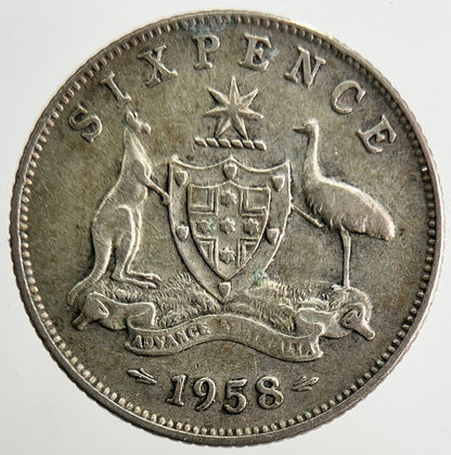 1958 Australia Sixpence Silver Coin | Fine Collectable Grade | a1099