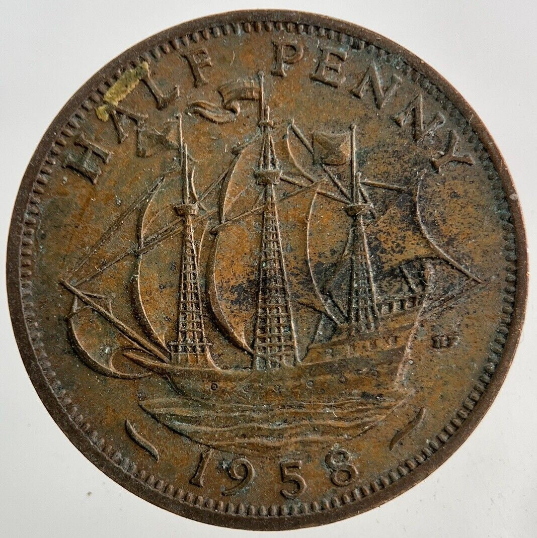 1958 Elizabeth II 2nd Half-Penny Coin | Fine Collectable Grade