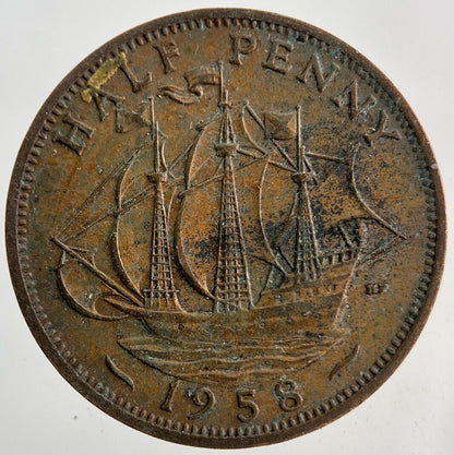 1958 Elizabeth II 2nd Half-Penny Coin | Fine Collectable Grade