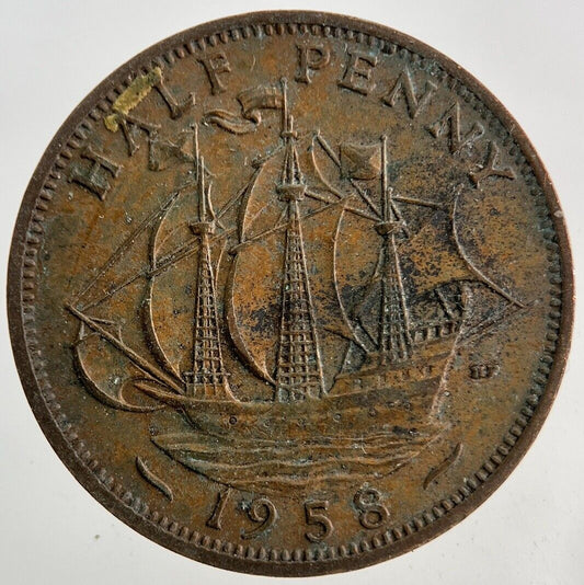 1958 Elizabeth II 2nd Half-Penny Coin | Fine Collectable Grade