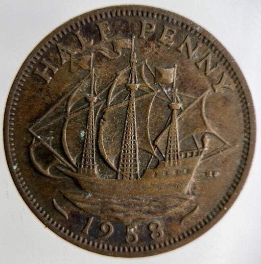 1958 Elizabeth II 2nd Half-Penny Coin | Fine Collectable Grade
