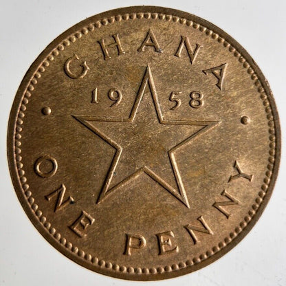 1958 Africa Ghana One Penny Coin | Fine Collectable Grade