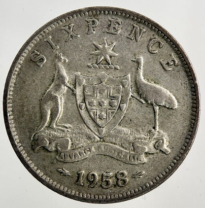 1958 Australia Sixpence Silver Coin | Fine Collectable Grade