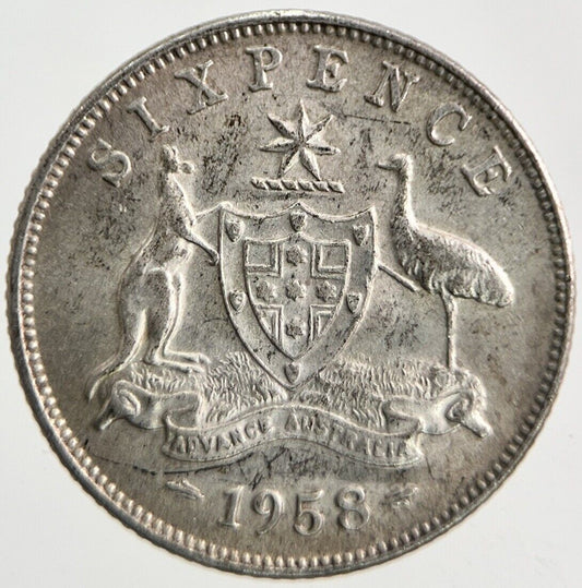 1958 Australia Sixpence Silver Coin | Very High Grade