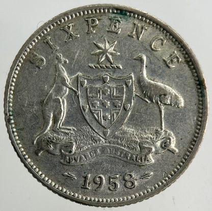 1958 Australia Sixpence Silver Coin | Very High Grade
