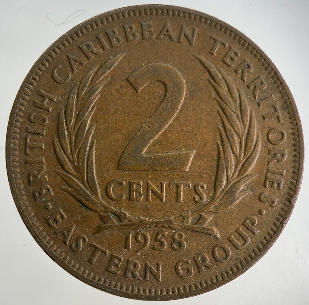 1958 British Caribbean Territories 2 Cents Coin | Fine Collectable Grade