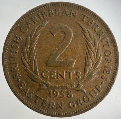 1958 British Caribbean Territories 2 Cents Coin | Fine Collectable Grade