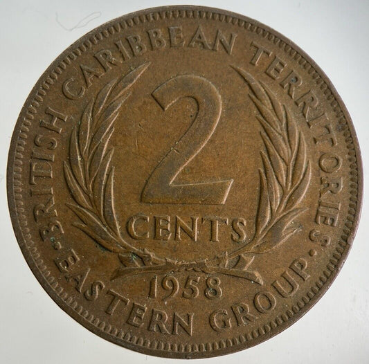 1958 British Caribbean Territories 2 Cents Coin | Fine Collectable Grade