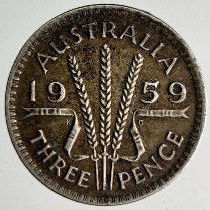 1959 Australia Threepence Silver Coin | Fine Collectable Grade
