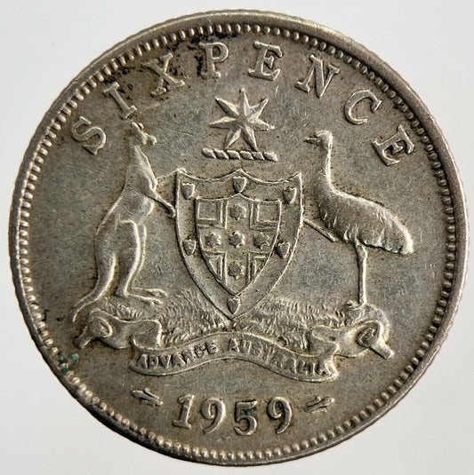 1959 Australia Sixpence Silver Coin | Fine Collectable Grade