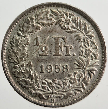 1958 Switzerland Swiss 1/2 Half Franc Silver Coin | Very High Grade | a7267