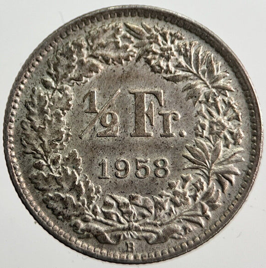 1958 Switzerland Swiss 1/2 Half Franc Silver Coin | Very High Grade | a7267