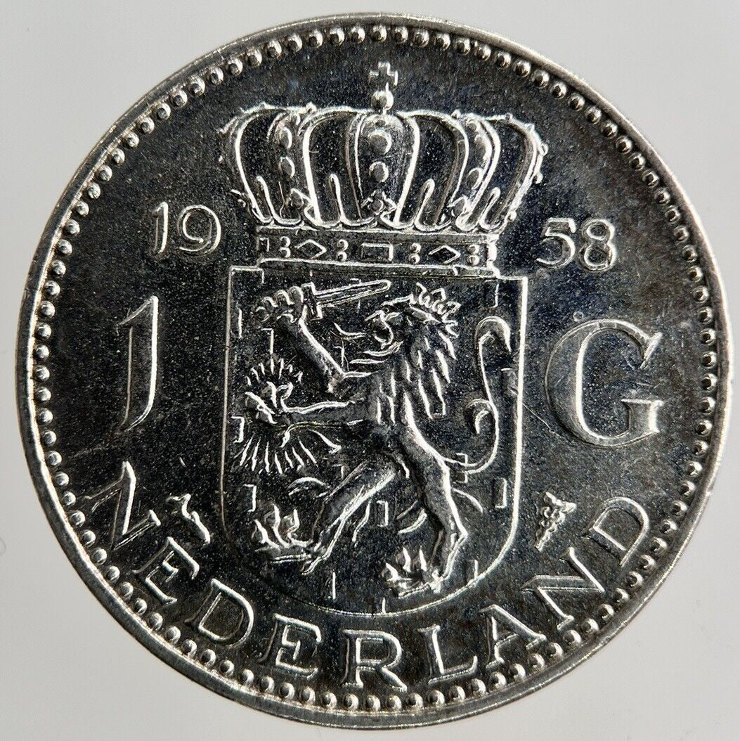1958 Netherlands 1 Gulden Silver Coin | Fine Collectable Grade