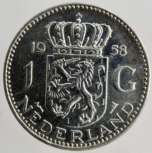 1958 Netherlands 1 Gulden Silver Coin | Fine Collectable Grade