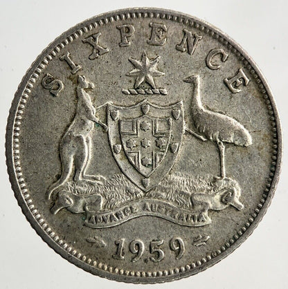 1959 Australia Sixpence Silver Coin | Fine Collectable Grade