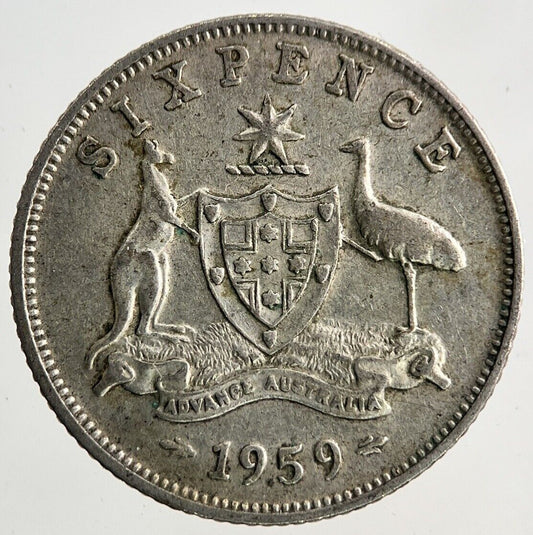 1959 Australia Sixpence Silver Coin | Fine Collectable Grade