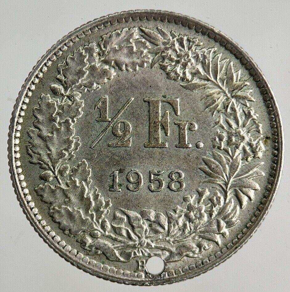 1958 Switzerland Swiss 1/2 Half Franc Silver Coin | Fine Collectable Grade
