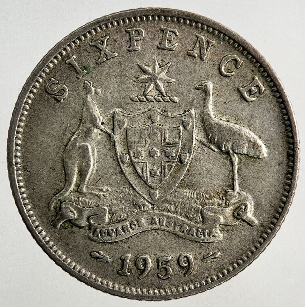 1959 Australia Sixpence Silver Coin | Fine Collectable Grade