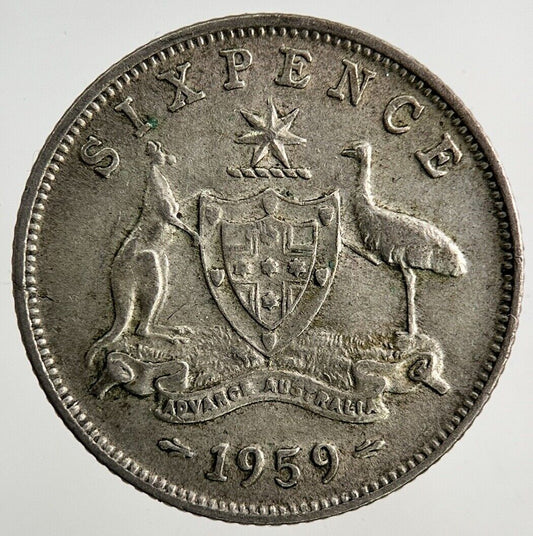 1959 Australia Sixpence Silver Coin | Fine Collectable Grade