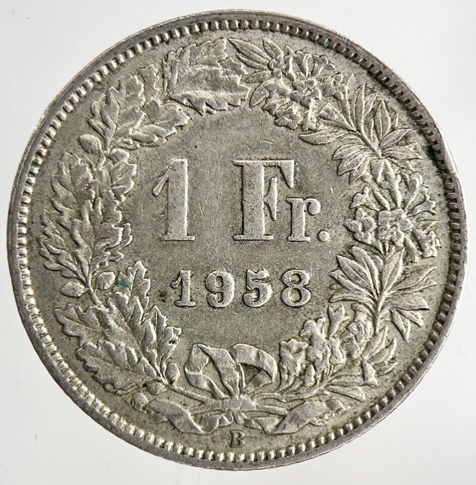 1958 Switzerland Swiss 1 Franc Silver Coin | Fine Collectable Grade