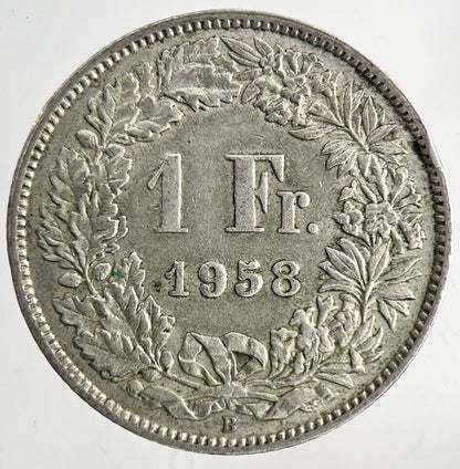 1958 Switzerland Swiss 1 Franc Silver Coin | Fine Collectable Grade