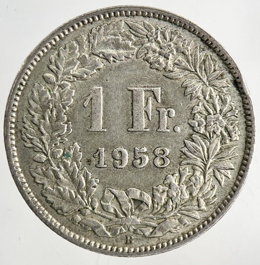 1958 Switzerland Swiss 1 Franc Silver Coin | Fine Collectable Grade