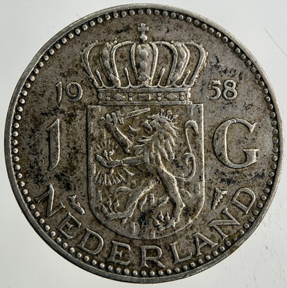 1958 Netherlands 1 Gulden Silver Coin | Very High Grade