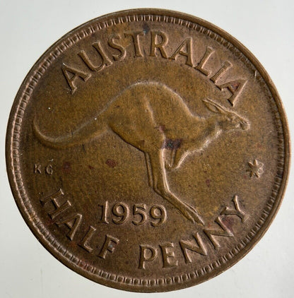 1959 Australia Half-Penny Coin | Fine Collectable Grade