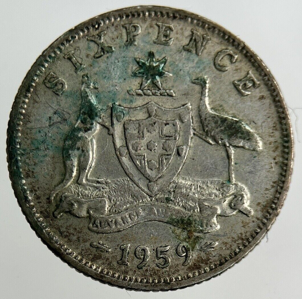 1959 Australia Sixpence Silver Coin | Fine Collectable Grade
