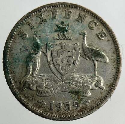 1959 Australia Sixpence Silver Coin | Fine Collectable Grade