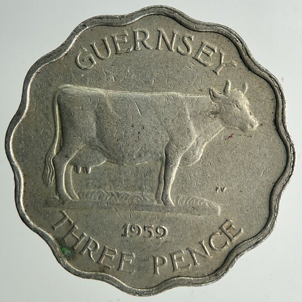 1959 Guernsey 3p Three-Pence Coin | Fine Collectable Grade