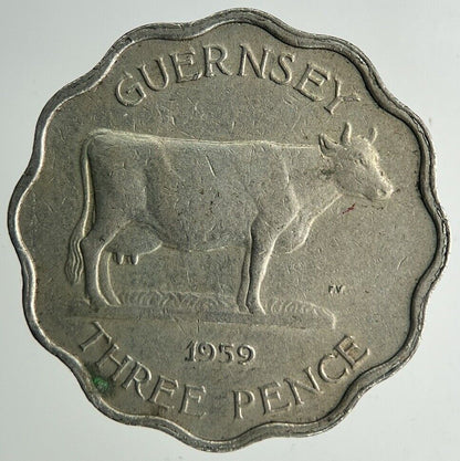 1959 Guernsey 3p Three-Pence Coin | Fine Collectable Grade
