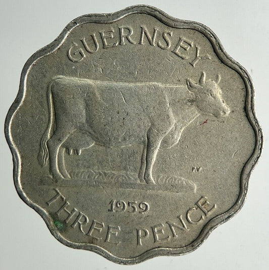 1959 Guernsey 3p Three-Pence Coin | Fine Collectable Grade